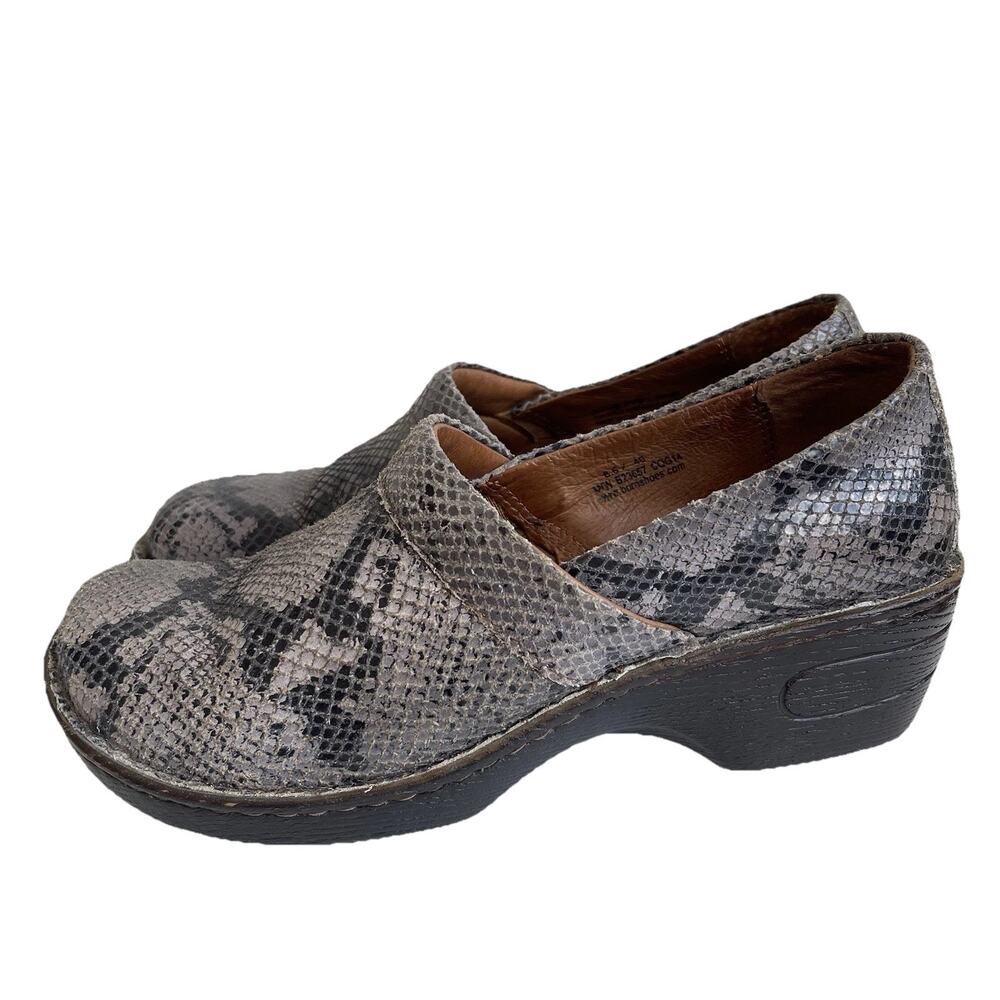 Born Leather Slip On Mule Clogs‎ Shoes Women's EU 40 - US 8.5 M/W Snakeskin